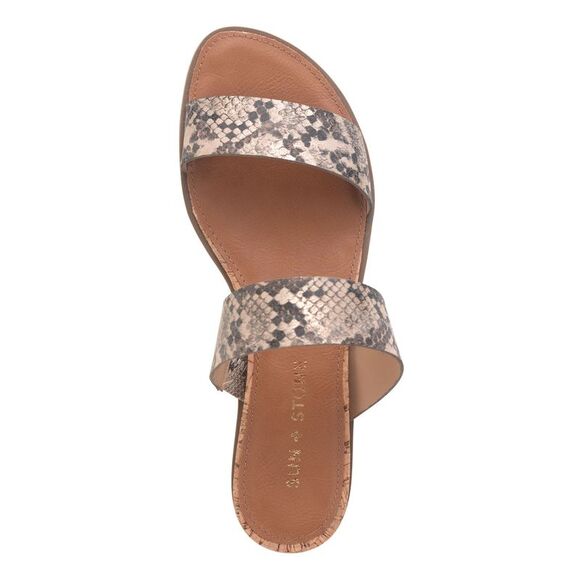 SUN STONE Womens Beige Snake Strap Easten Wedge Slip On Slide Sandals Shoes 11 M - Picture 3 of 4